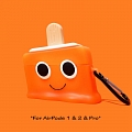 Cute オレンジ Popsicle | Airpod Case | Silicone Case for Apple AirPods 1, 2, Pro コスプレ